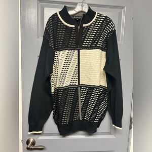 Montique 1/4 zip men’s sweater black/cream/gray. Y2K/90’s size XL. Like new!!